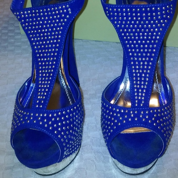 Liliana Peep Toe Stilettos with Silver Accent - Picture 2 of 7